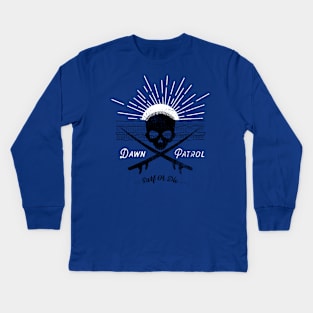 Dawn Patrol - Surf Or Die Black Skull insignia Kids Long Sleeve T-Shirt